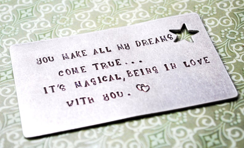 You Make All My Dreams Come True Aluminum Hand Stamped Wallet Card image 2