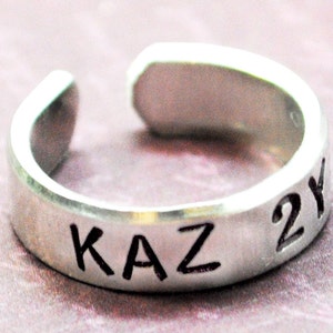 KAZ2Y5 . Chevy Impala License Plate Ring . Hand Stamped 1/4" Aluminum Ring. Supernatural Inspired