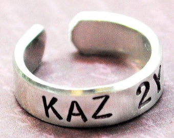 KAZ2Y5 . Chevy Impala License Plate Ring . Hand Stamped 1/4&quot; Aluminum Ring. Supernatural Inspired