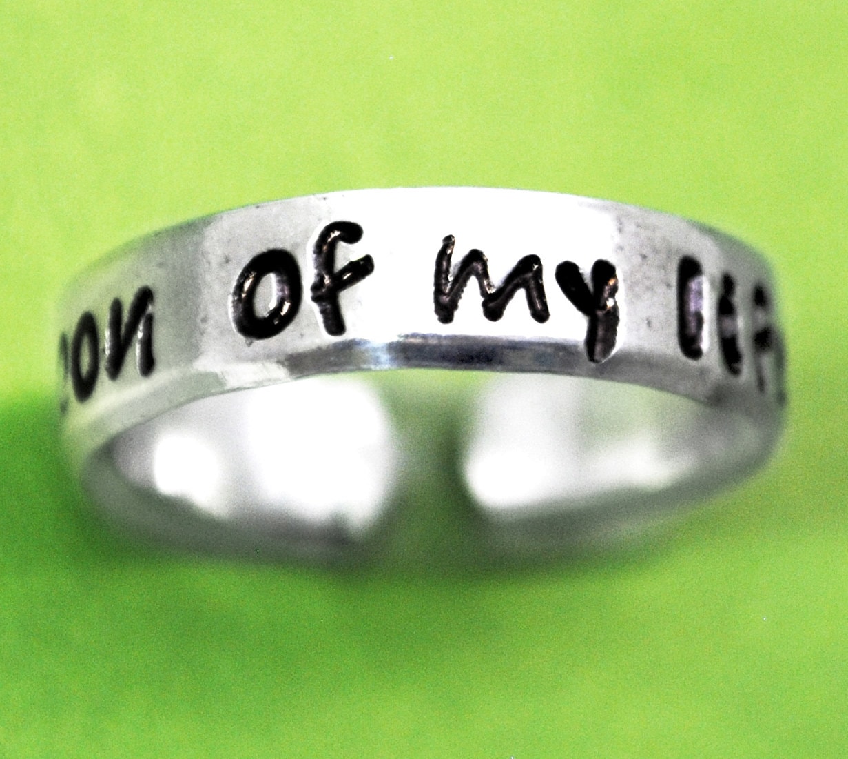 Moon of My Life Hand Stamped Ring, Game of Thrones Inspired, Hers Aluminum Ring with Stars