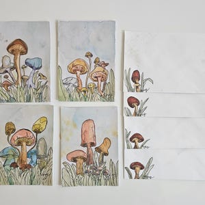 TOADStool-Garten Karten (4) handbemalte Karten mit Umschlägen