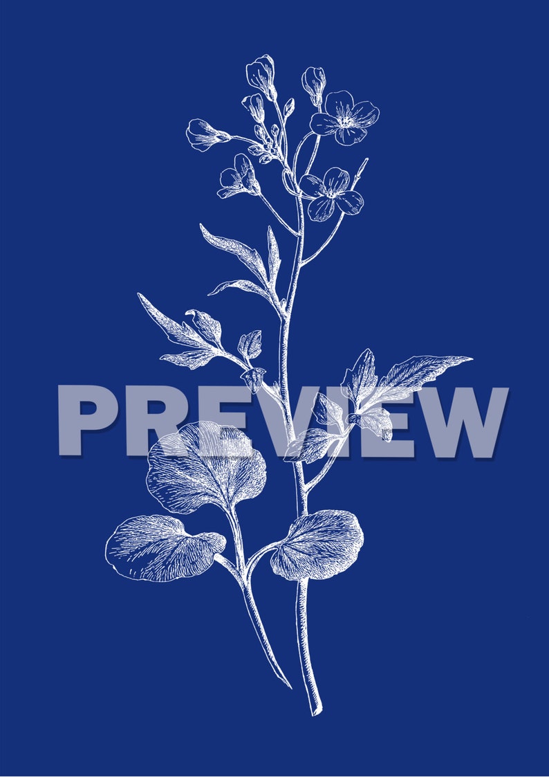 Navy Botanical Art Print SET of 15. Botanical Wall Art Navy Etsy