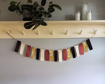 Fall Fabric Garland - Autumn Scrap Tie Garland Mantle Decor - Fall Decor Banner - Photo Prop, Wedding Banner, Bridal Shower, 3 Foot Length