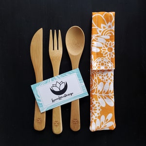 Utensil Pouch, Lunch Bag Reusable Utensil Holder, Travel Utensil Kit with add on Bamboo Utensils option by Lunar Lotus Design on Etsy
