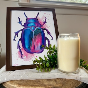 Beetle Art Print //Unframed Colorful Print for Bug Lovers