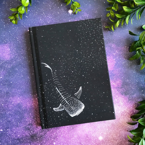 Whale Shark Journal // Hardcover Journal, Deep Sea and Celestial Starry Sky Art