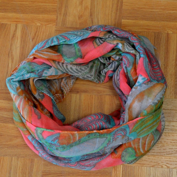 New Grey Compass Light Weiget X-Lgrge Infinity Scarf Loop Cowl