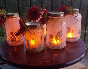 HADAS en un JAR, hadas en tarro de albañil, linterna de hadas, iluminación exterior de luz nocturna de hadas, pieza central nupcial, guardería, habitación infantil