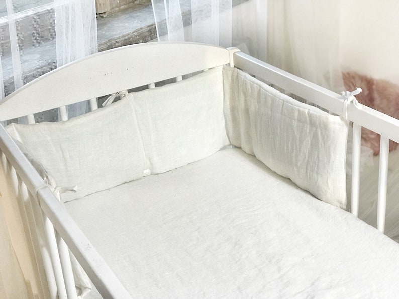 Linen Crib Bumper Pads Custom Sizes Etsy