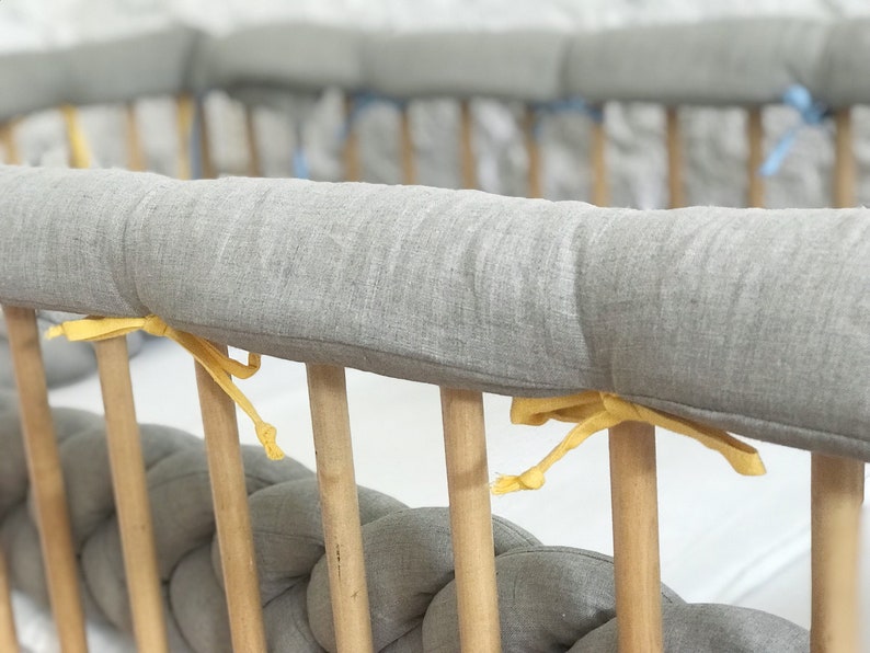 Crib Rail Cover With Hemp Padding Cot Teething Guard Etsy