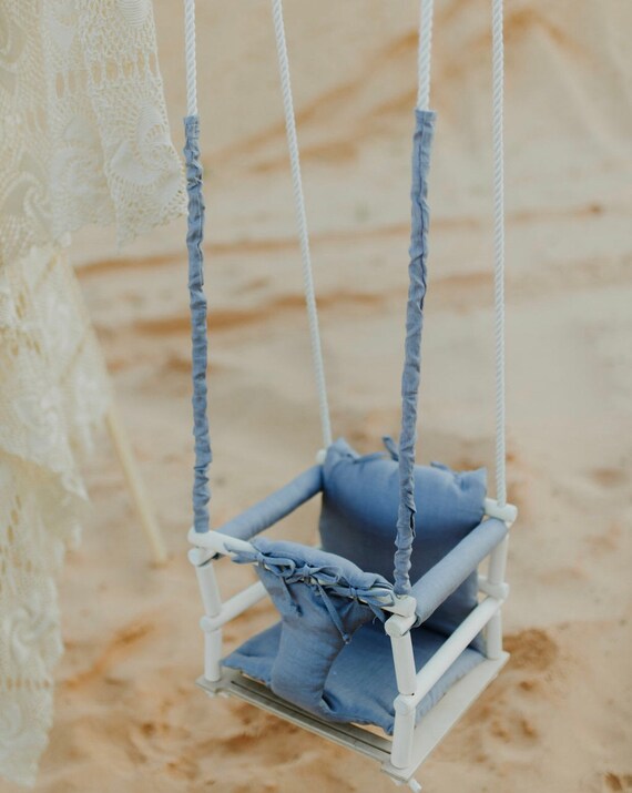 Baby Swings Wood With Organic Linen Padding