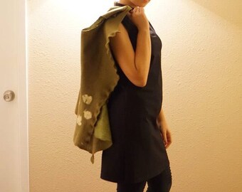 Felted Olive vest Dandelions