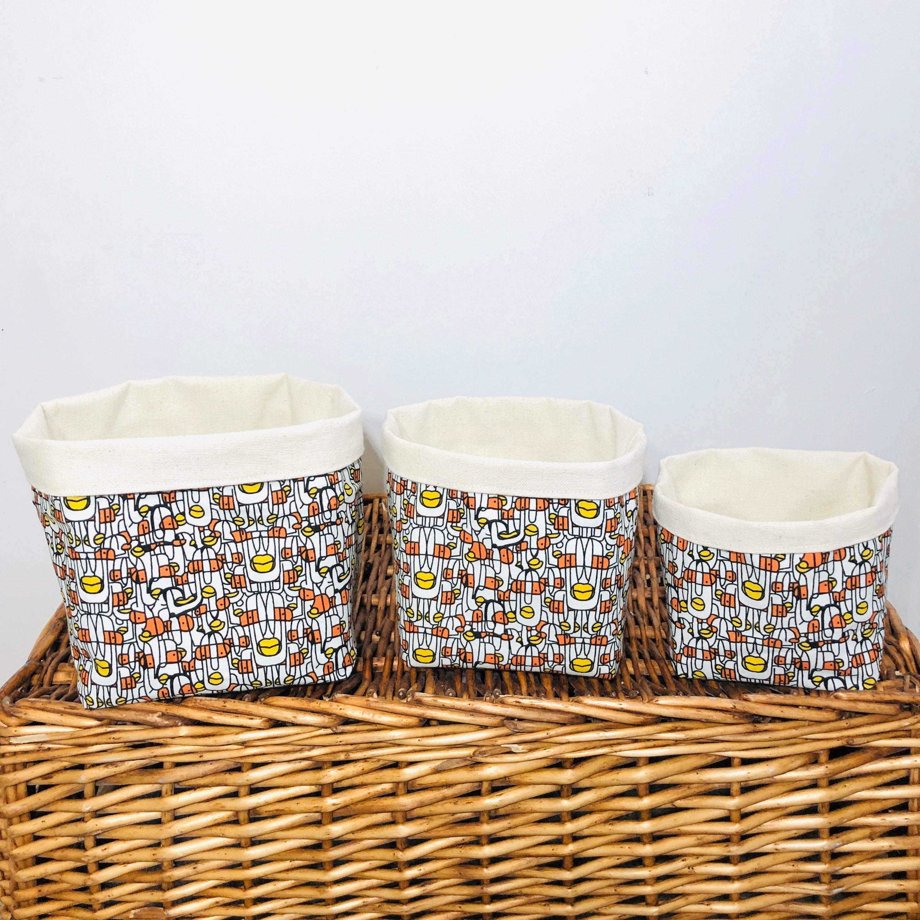 Fabric Storage Baskets Sewn in USA Handmade w/Cotton Etsy