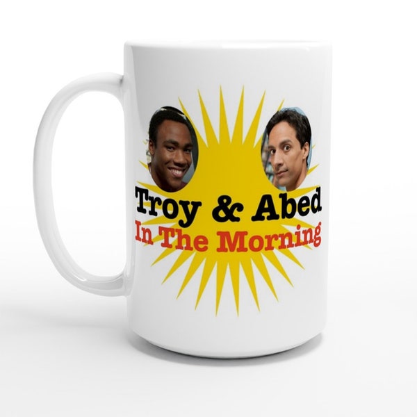 Community TV Show Tasse - Troy & Abed am Morgen 15 Unzen Keramik Kaffeetasse, spülmaschinenfest, mikrowellengeeignet, einzigartiges Sitcom Fan Geschenk