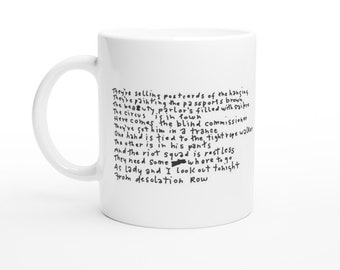 Bob Dylan Handwritten Lyric Mug / Desolation Row