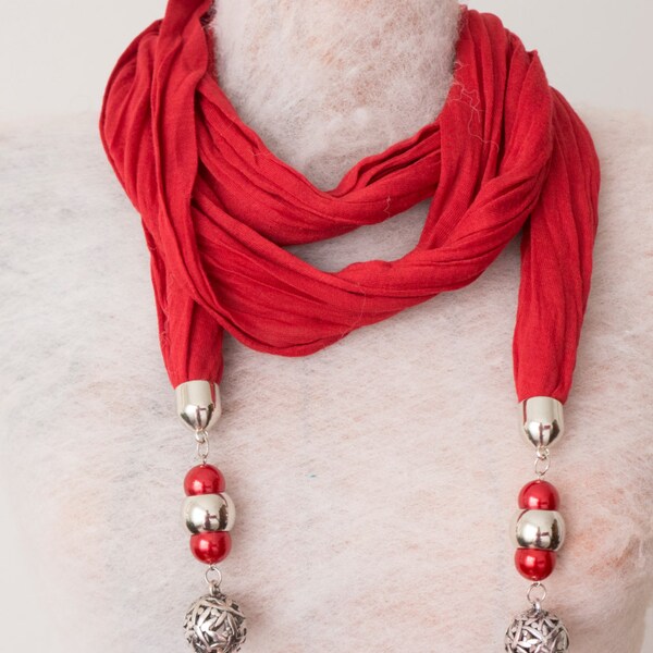 Beaded Scarf Red Scarf Boho Scarf Square Scarf Gypsy Scarf Gypsy Headband Fashion Accessory Women Accessory