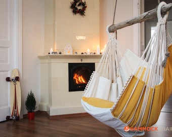 Hammock chair yellow/white