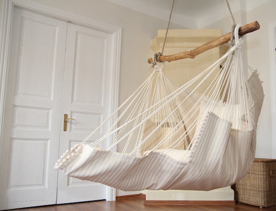 Hammock chair beige with stripes