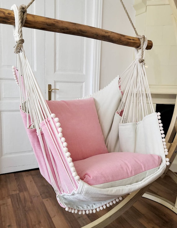 Hammock chair PinkWhite (cushion PinkWhite) Hammock chair PinkWhite (cushion PinkWhite)