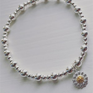 Daisy stacking bracelet ~ mixed beads daisy stacking bracelet ~ Sterling silver daisy bracelet