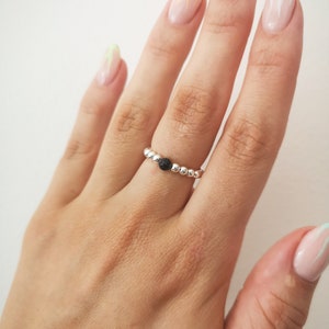 Blue Goldstone ring - sterling silver ring - stacking ring - silver ring