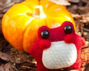 Pixie the Weighted Felt Mushroom Pocket Frog Friend