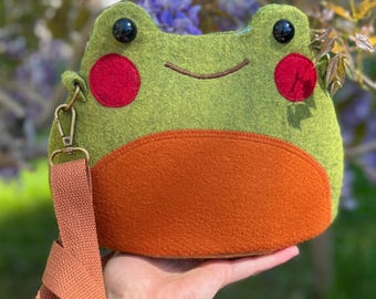 Lily the Frog Handmade Felt Bag