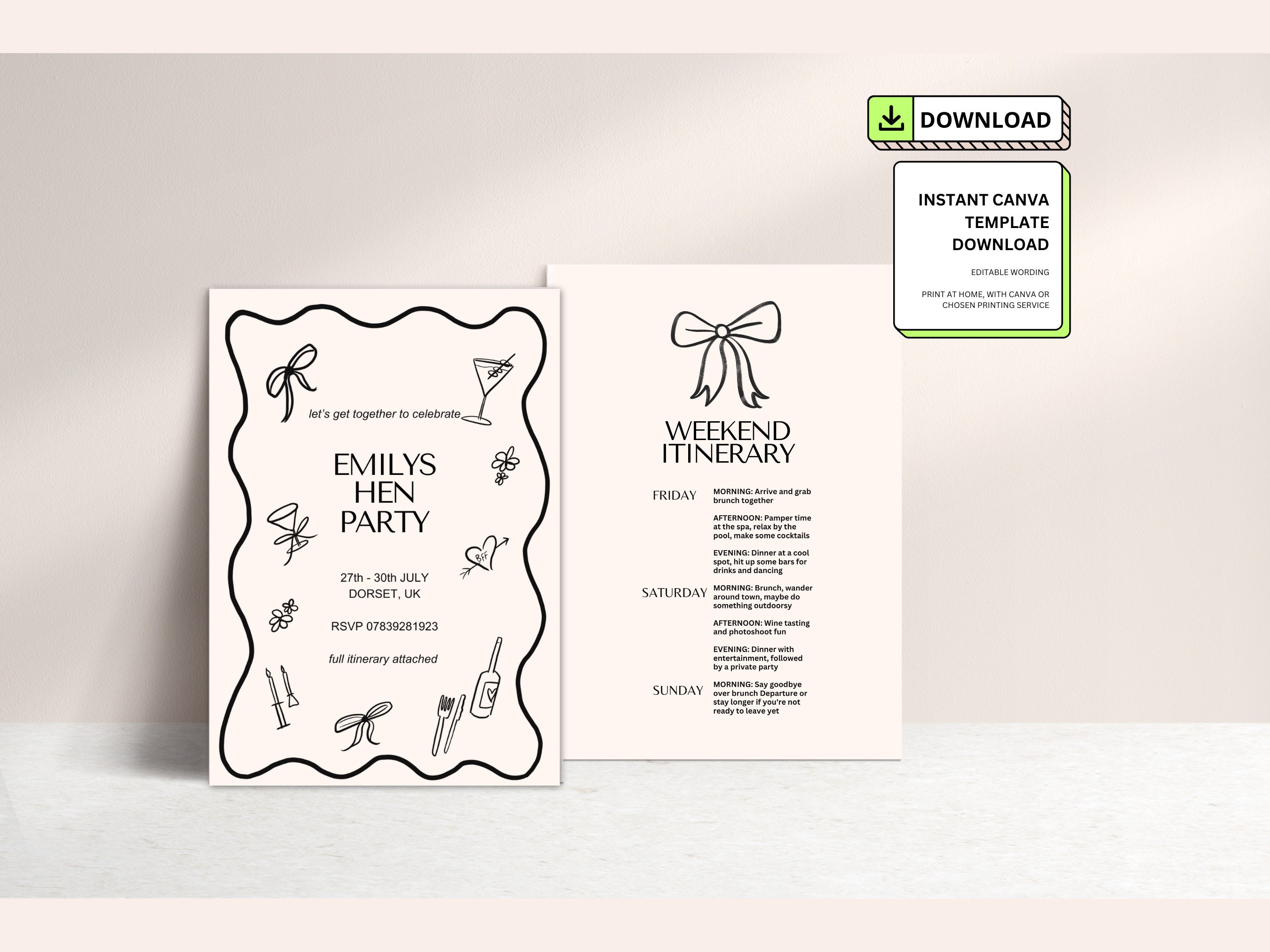 Bachelorette Party Itinerary Template Bachelorette Itinerary Canva ...