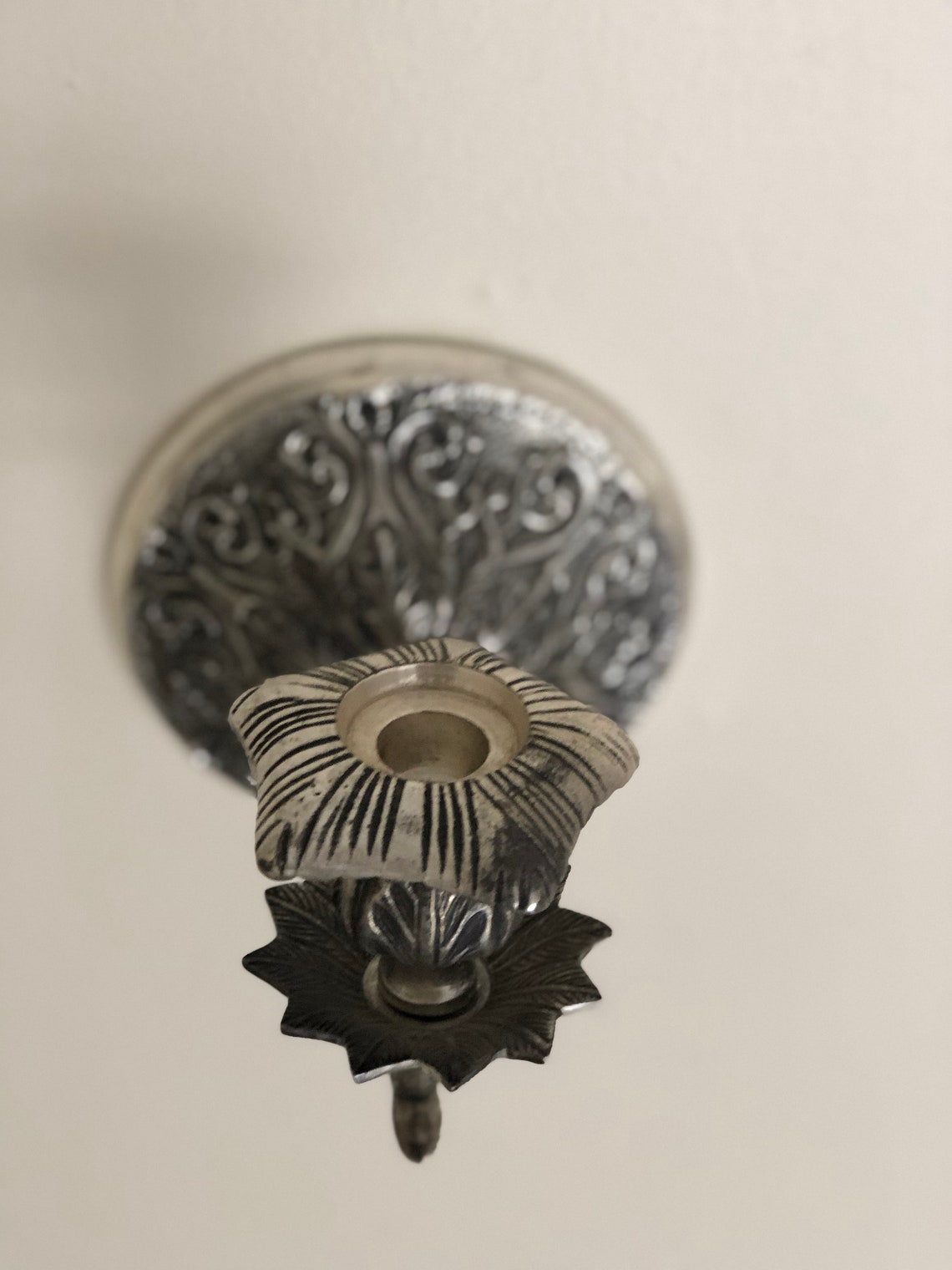 Vintage Pewter Candle Wall Sconce Etsy
