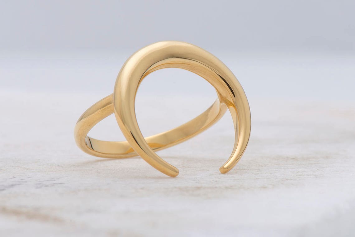 Moon Ring Double Horn Crescent Moon Big - Etsy