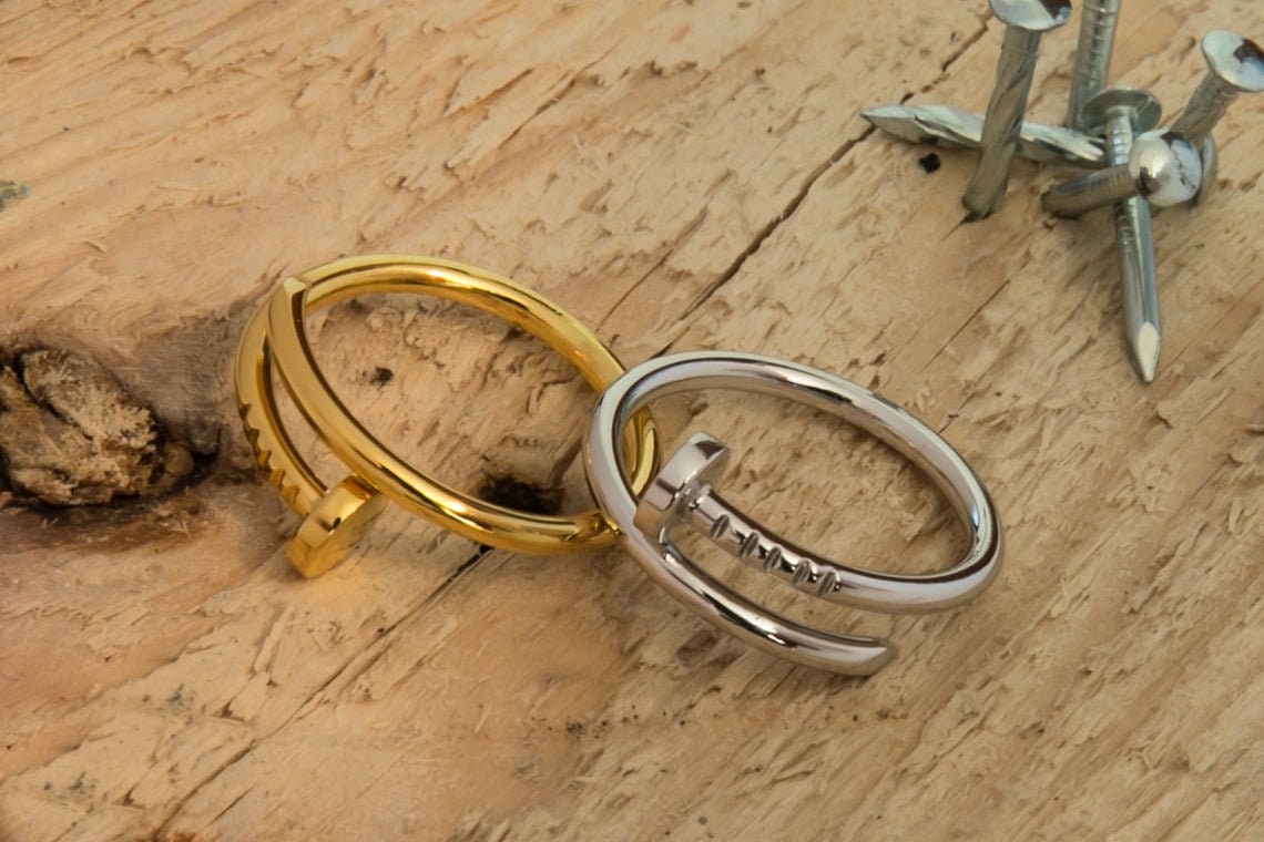 Solid Gold Nail Ring Etsy