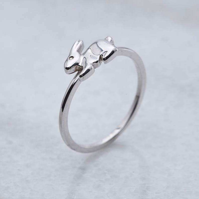 Bunny Ring Sterling Silver Animal Ring | Etsy