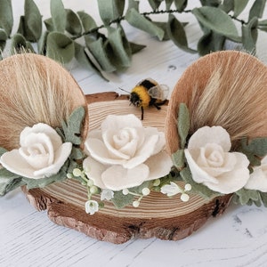 Baby Bear Headband, Bear Ears Headband, Bear Headpiece, animal ears, woodland headband, bear headband , Flower, Floral Animal Ears