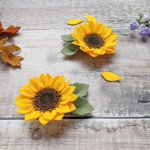 Felt Sunflower Hair Clip Set, Floral Hair Clips, sunflower hair piece, toddler hair clips, Piggy Hair Clips, pigtail set