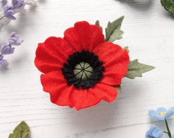 Poppy Hair Clip, poppies Bobble, Floral Hair tie, felt flower hair clips, toddler hair clips, poppy hair tie, poppy pin