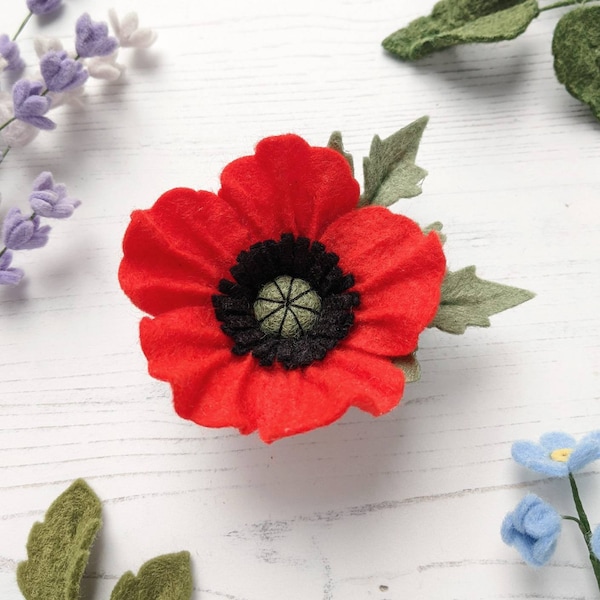 Poppy Hair Clip, poppies Bobble, Floral Hair tie, felt flower hair clips, toddler hair clips, poppy hair tie, poppy pin