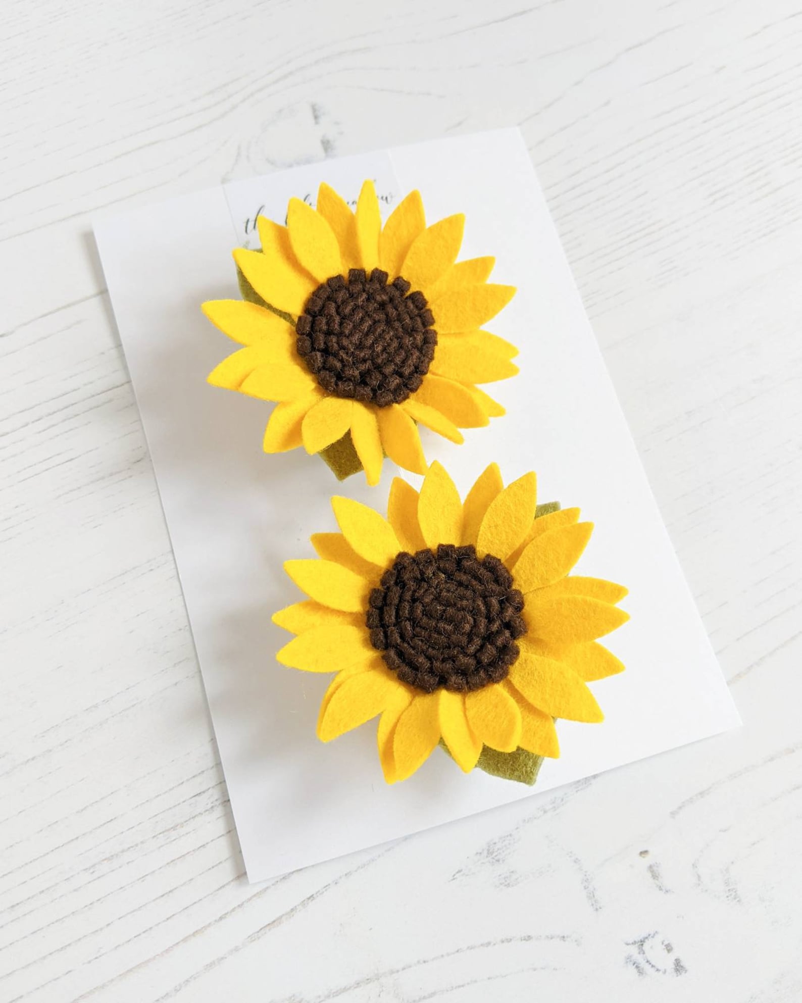 Felt Sunflower Hair Clip Set Floral Hair Tie Sunflower Hair Etsy
