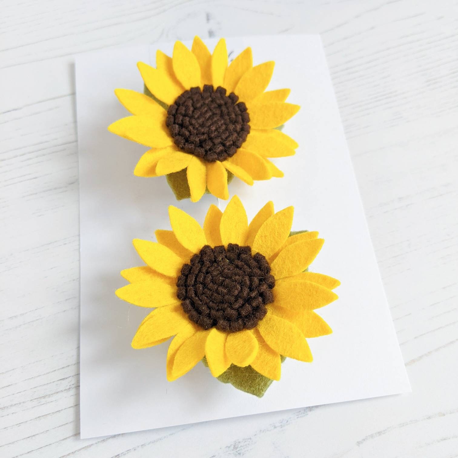 Felt Sunflower Hair Clip Set Floral Hair Tie Sunflower Hair Etsy