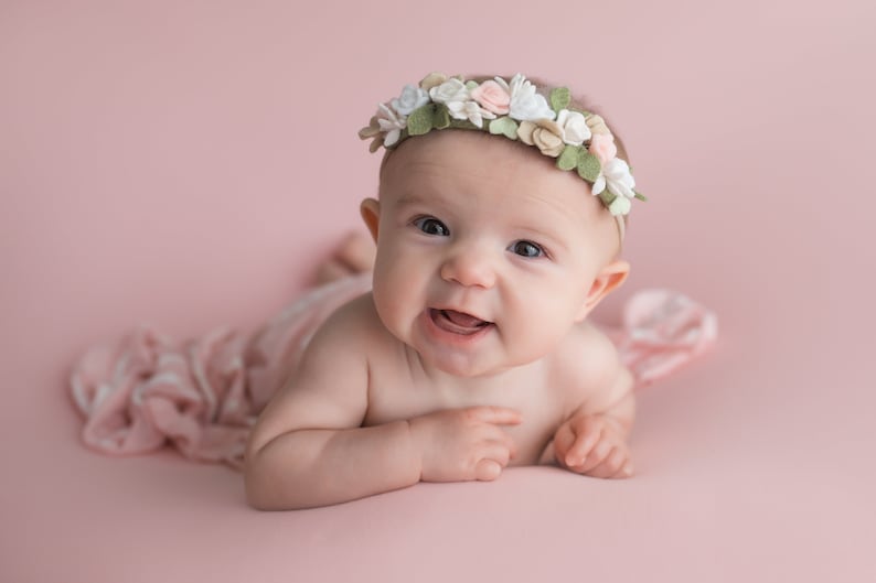 Delicate Pink and White Roses Newborn Headband Baby Floral Etsy