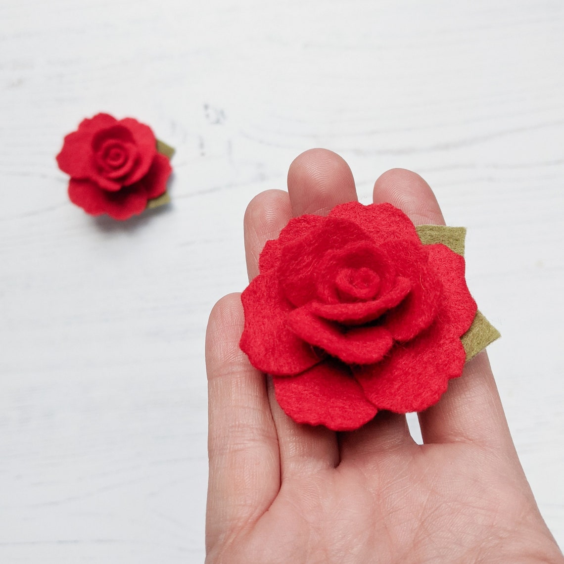 Rose Hair Clip Set Red Rose Hair Clip Floral Hair Clips Etsy UK