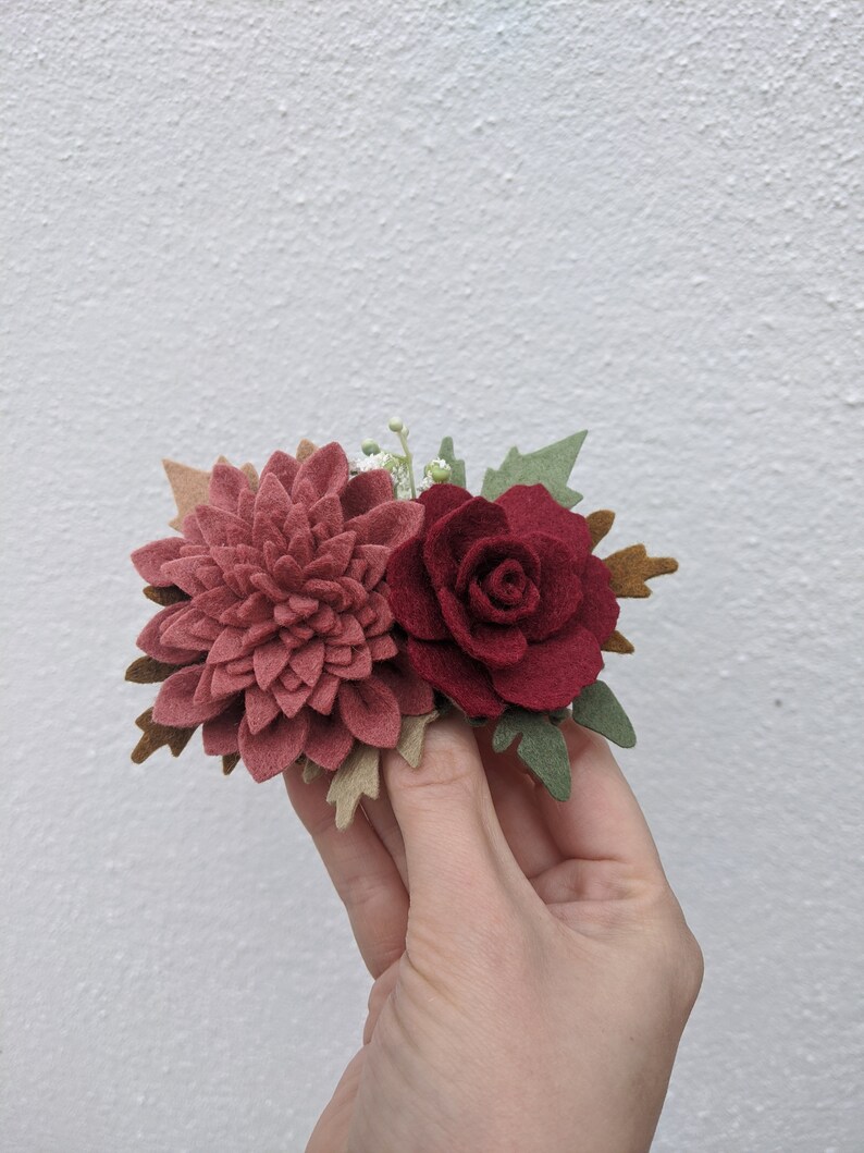 Autumn Felt Flower Headband, Baby Flower Crown, Plum Dahlia Headband ...