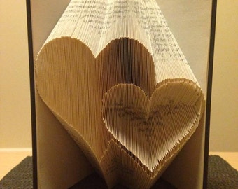 Book folding pattern for 2 Hearts ~ Love ~ Romance ~ Anniversary ~ Wedding +FREE tutorial