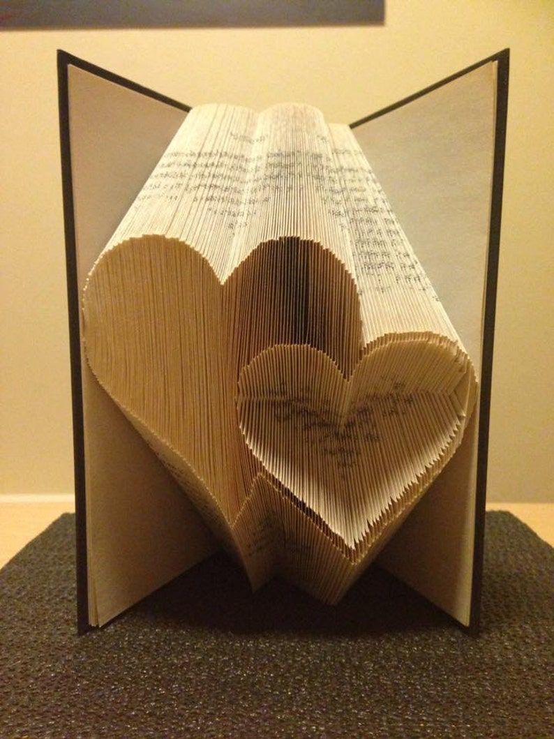 Book folding pattern for 2 Hearts Love Romance Anniversary Wedding FREE tutorial image 1