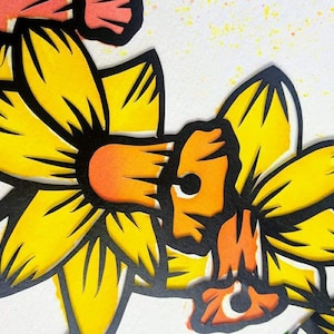 Plantilla de corte de papel de narciso, oferta de lanzamiento de primavera, artesanía de papel