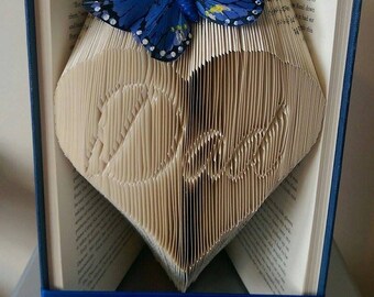 Book folding pattern for "Dad inverted in a heart" +free tutorial