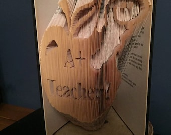 Teacher combi cut and fold book folding pattern A+ Teacher in apple with worm - Cute! 399 pages