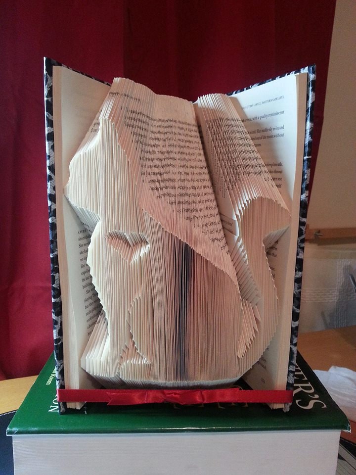 book folding pattern for a cat with inverted heart free etsy