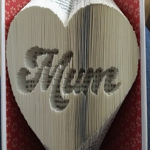 Cut and fold combi book folding pattern for Mum in a heart