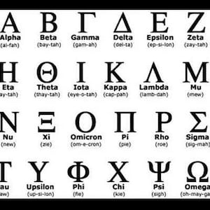 Greek Alphabet book folding patterns. Greek symbols. Omega Beta Kappa Psi etc