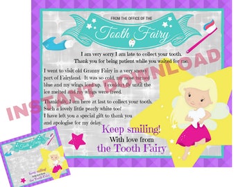 Late Tooth Fairy Letter, Tooth Fairy Apology Letter